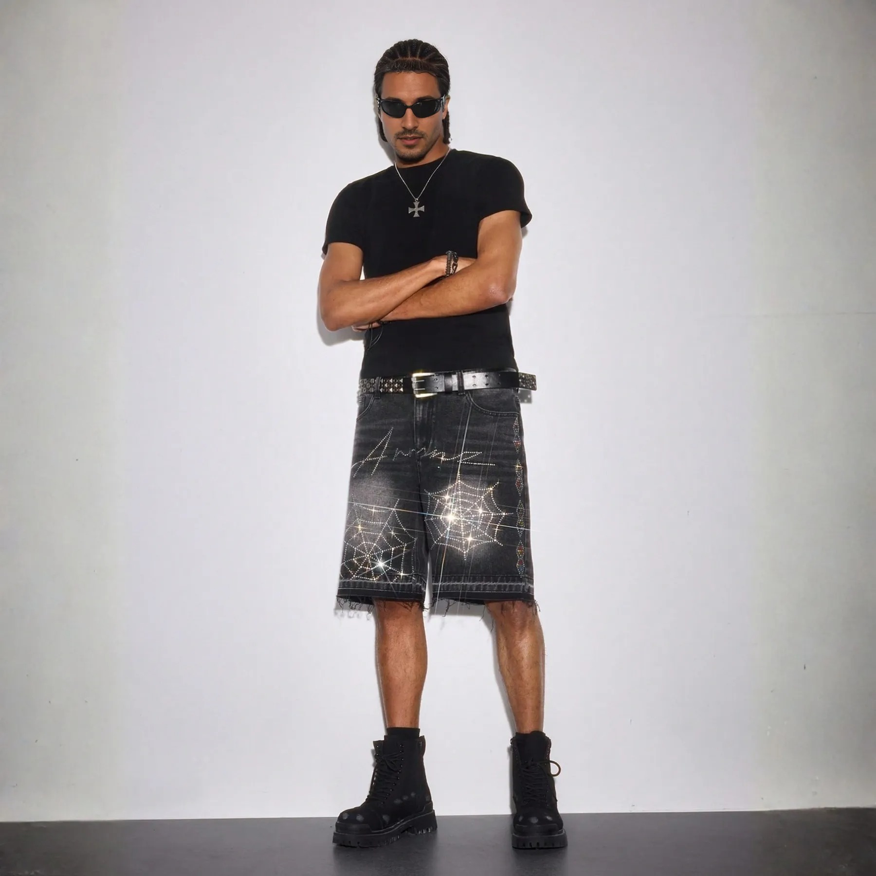 Distressed Pocket Denim Shorts Frayed Edge Casual Wear