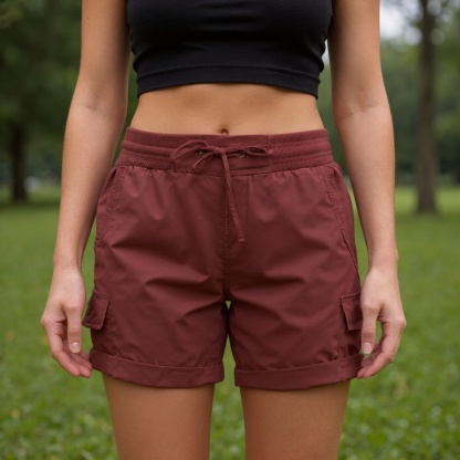 Drawstring Cargo Shorts Six Pockets