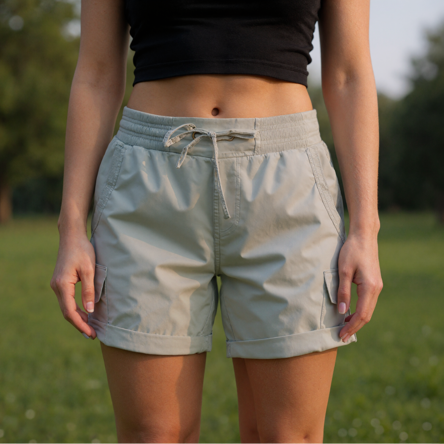 Cargo Shorts with Drawstring Six Pockets  Functional Stylish