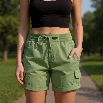 Drawstring Cargo Shorts Six Pockets