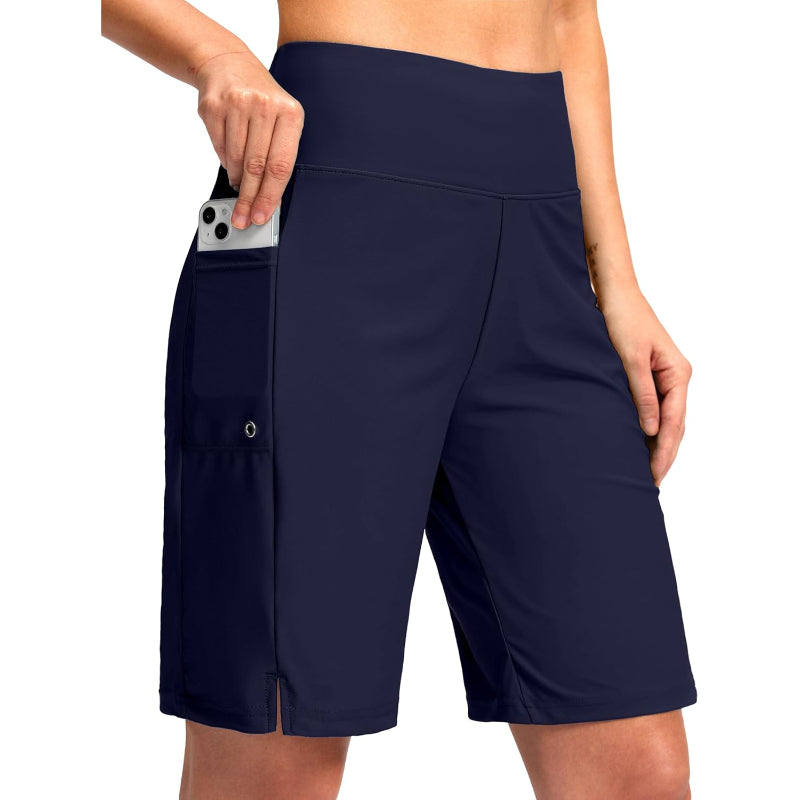 Women Athletic Shorts With Pockets & Built In Liner