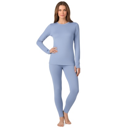 Women Long Sleeve Fleece Lined Thermal Base Layer Shirt & Leggings Set