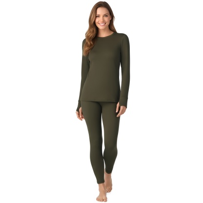 Women Long Sleeve Fleece Lined Thermal Base Layer Shirt & Leggings Set