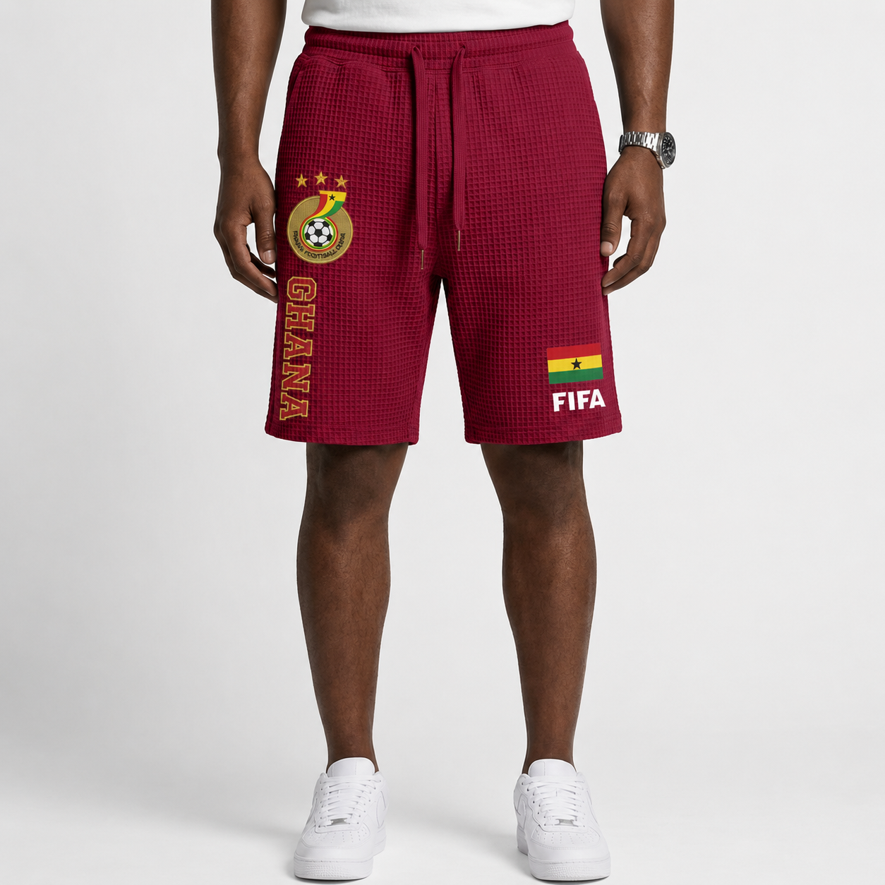 FIFA 2026 Ghana Printed Waffle Football Fan Shorts