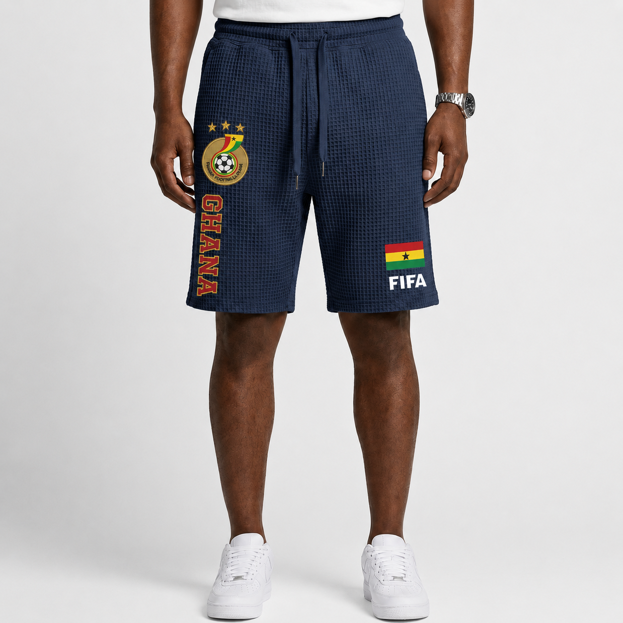 FIFA 2026 Ghana Printed Waffle Football Fan Shorts