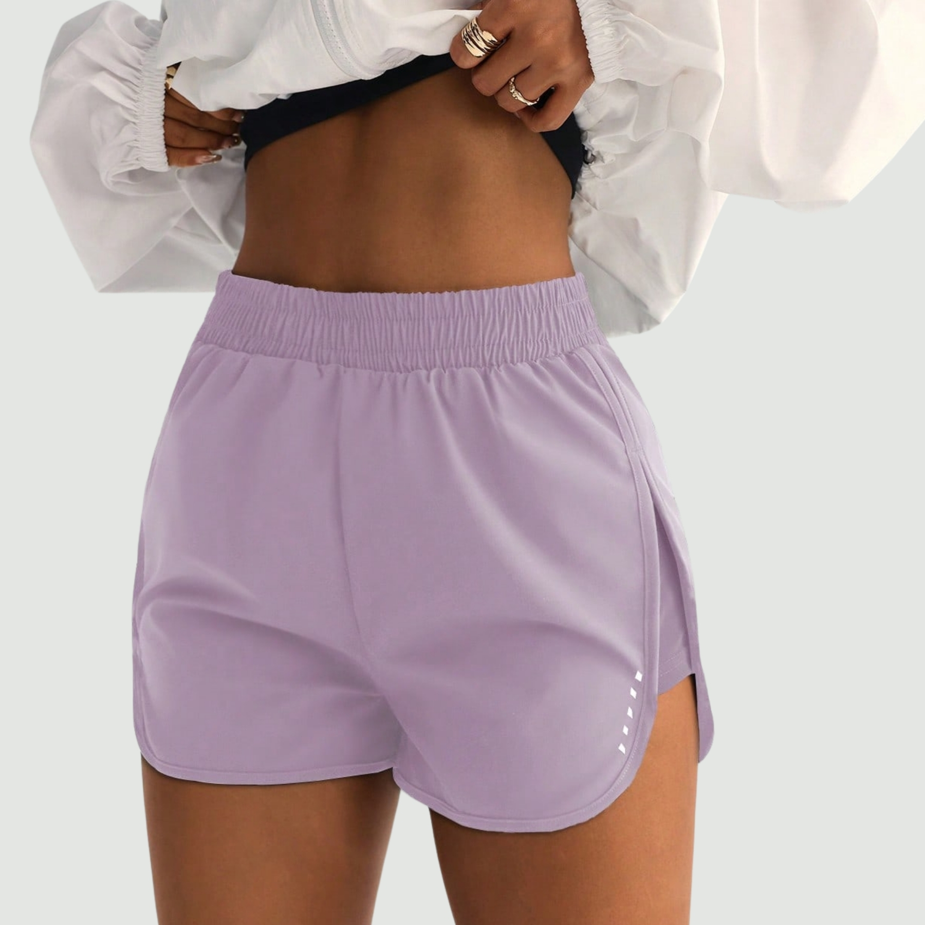 High Rise Stretch Athletic Shorts with Side Slit for Workout Training