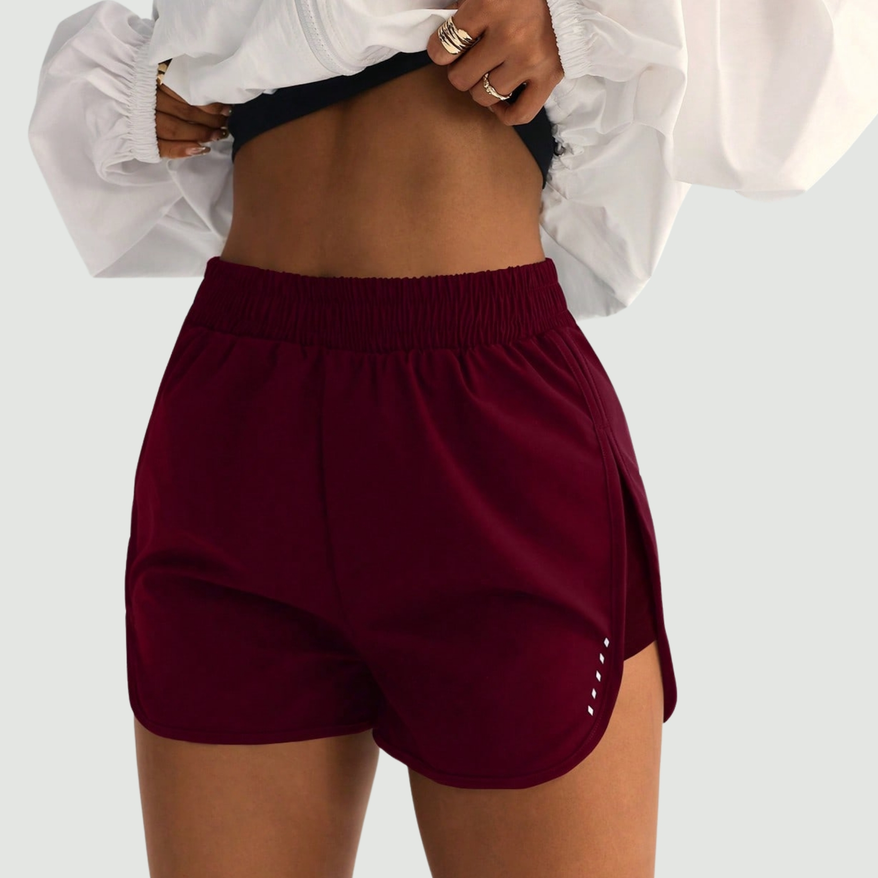 High Rise Stretch Athletic Shorts with Side Slit for Workout Training
