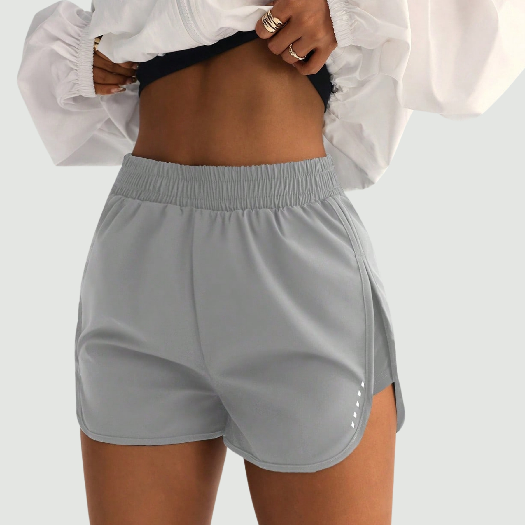 High Rise Stretch Athletic Shorts with Side Slit for Workout Training