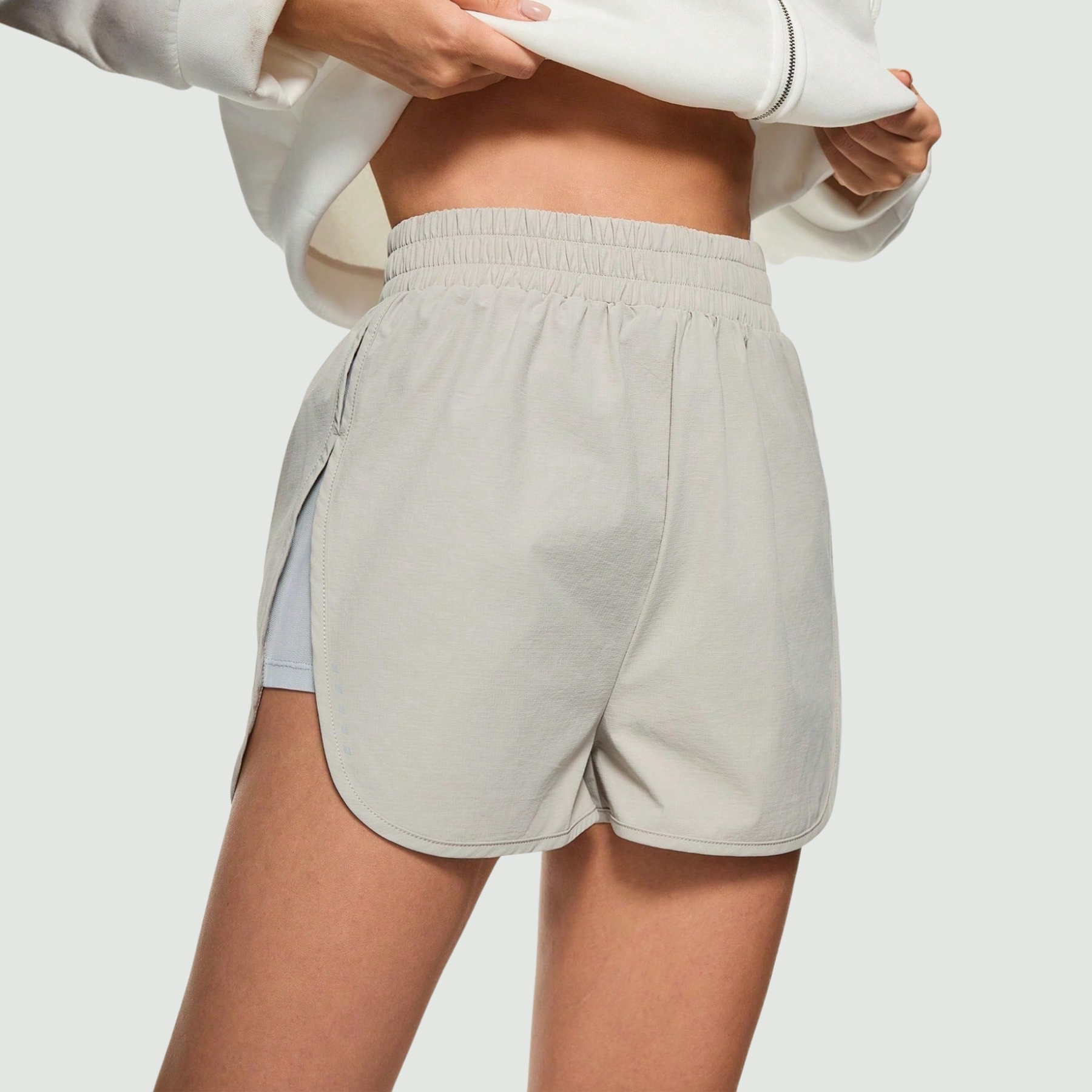 High Rise Stretch Athletic Shorts with Side Slit for Workout Training