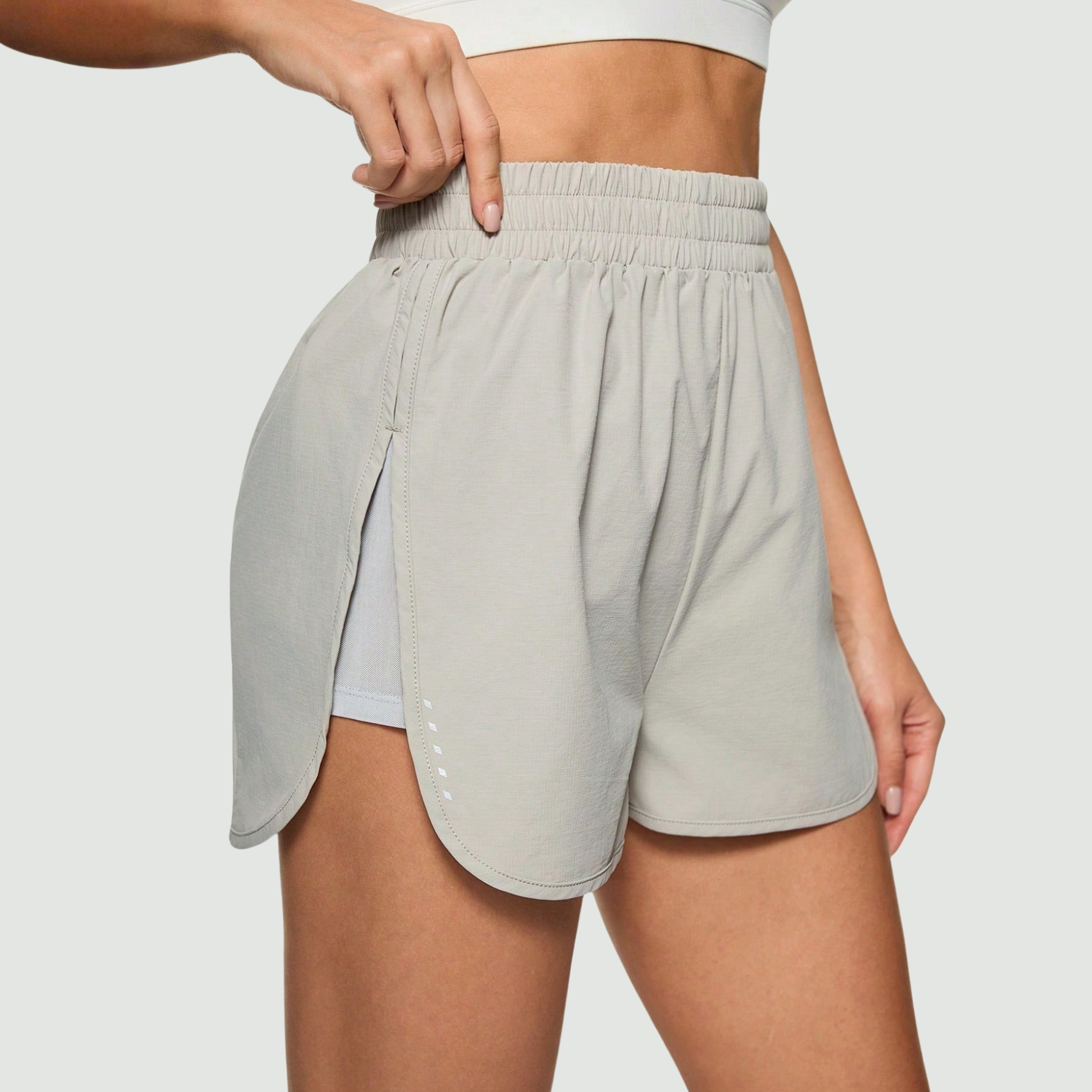 High Rise Stretch Athletic Shorts with Side Slit for Workout Training