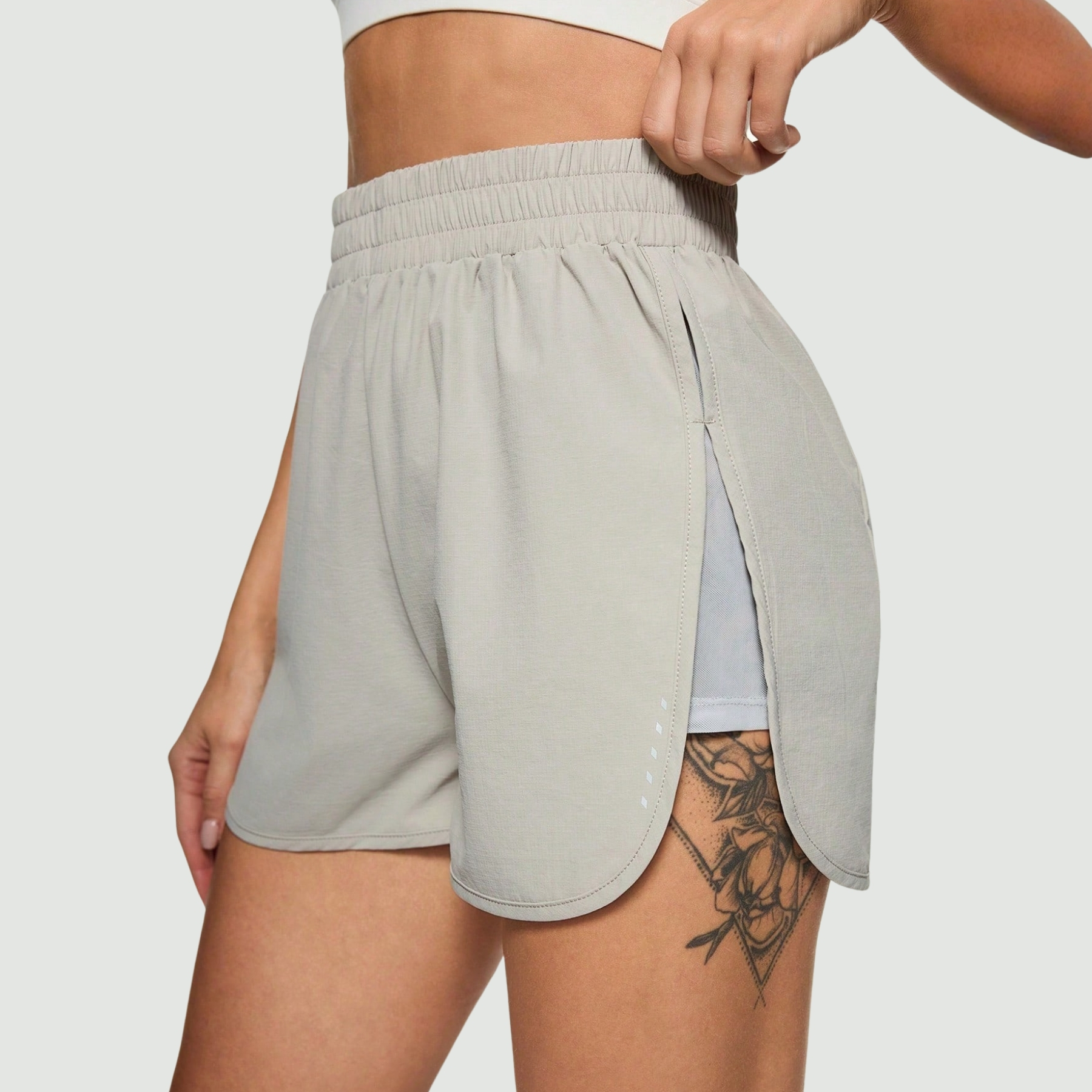 High Rise Stretch Athletic Shorts with Side Slit for Workout Training