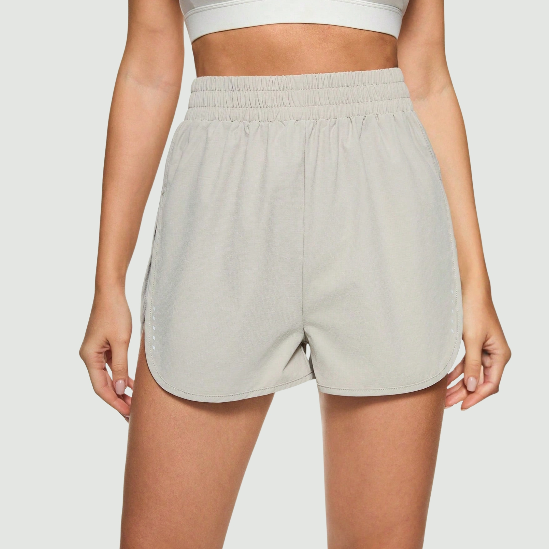 High Rise Stretch Athletic Shorts with Side Slit for Workout Training