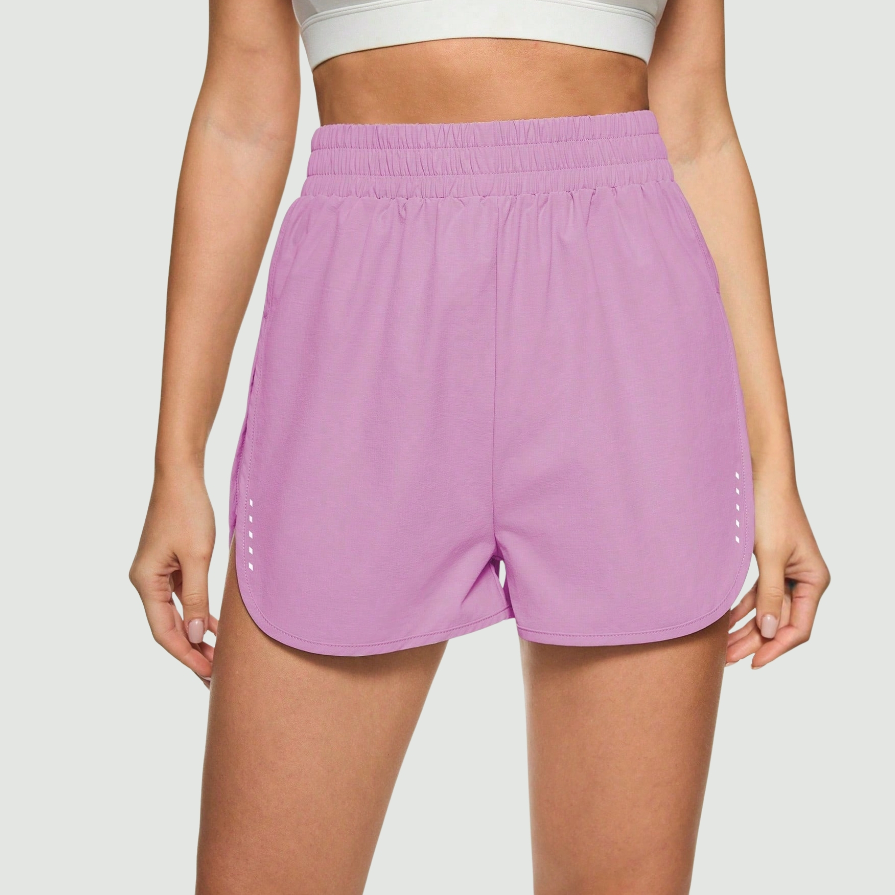 High Rise Stretch Athletic Shorts with Side Slit for Workout Training