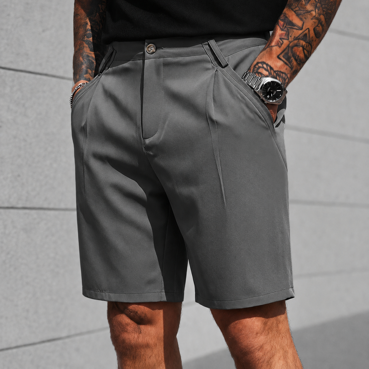 Casual Fit Asymmetric Shorts For Men