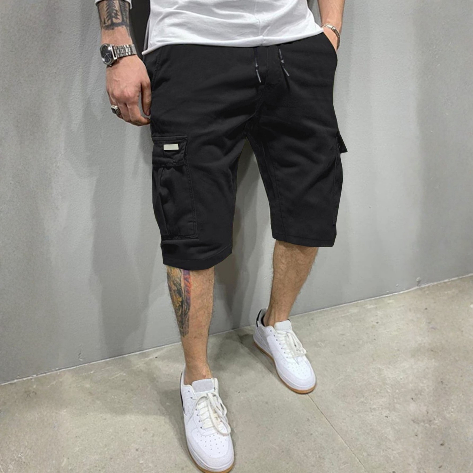 Loose Fit Flap Pocket Casual Style Cargo Shorts 