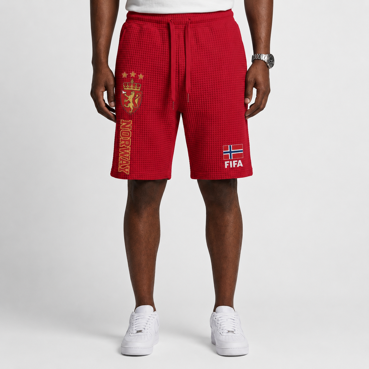 FIFA 2026 Norway Printed Waffle Football Fan Shorts