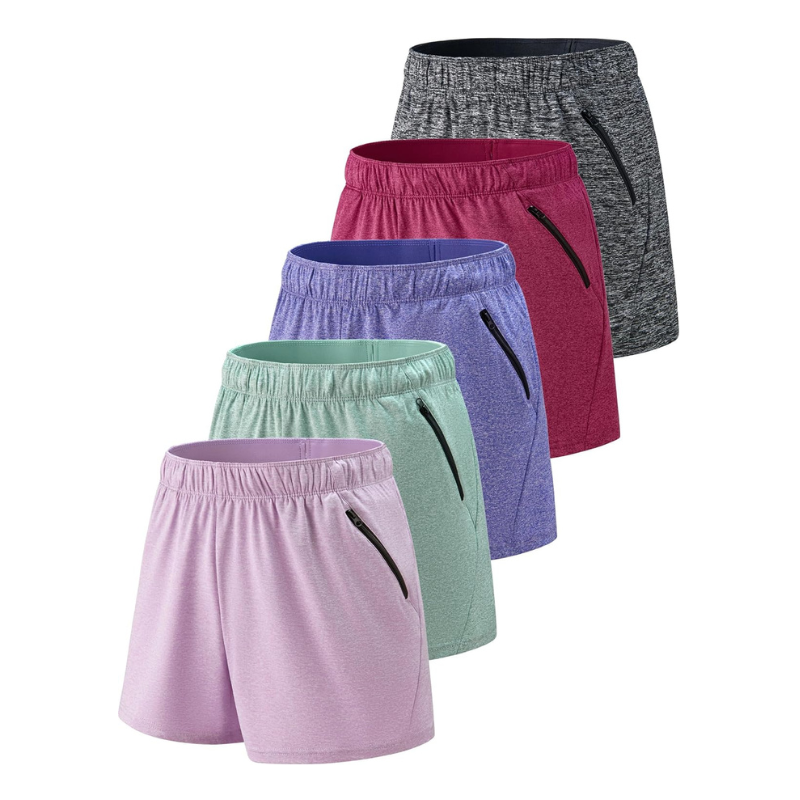 Pack Of 5 Workout Gym Shorts With Pockets For Active Wear