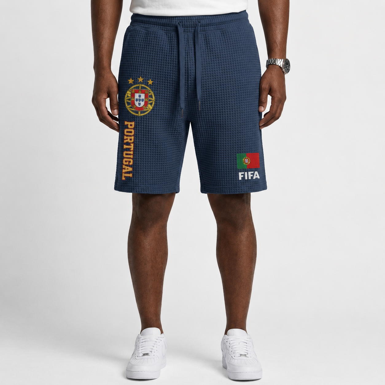 FIFA 2026 Portugal Printed Waffle Football Fan Shorts