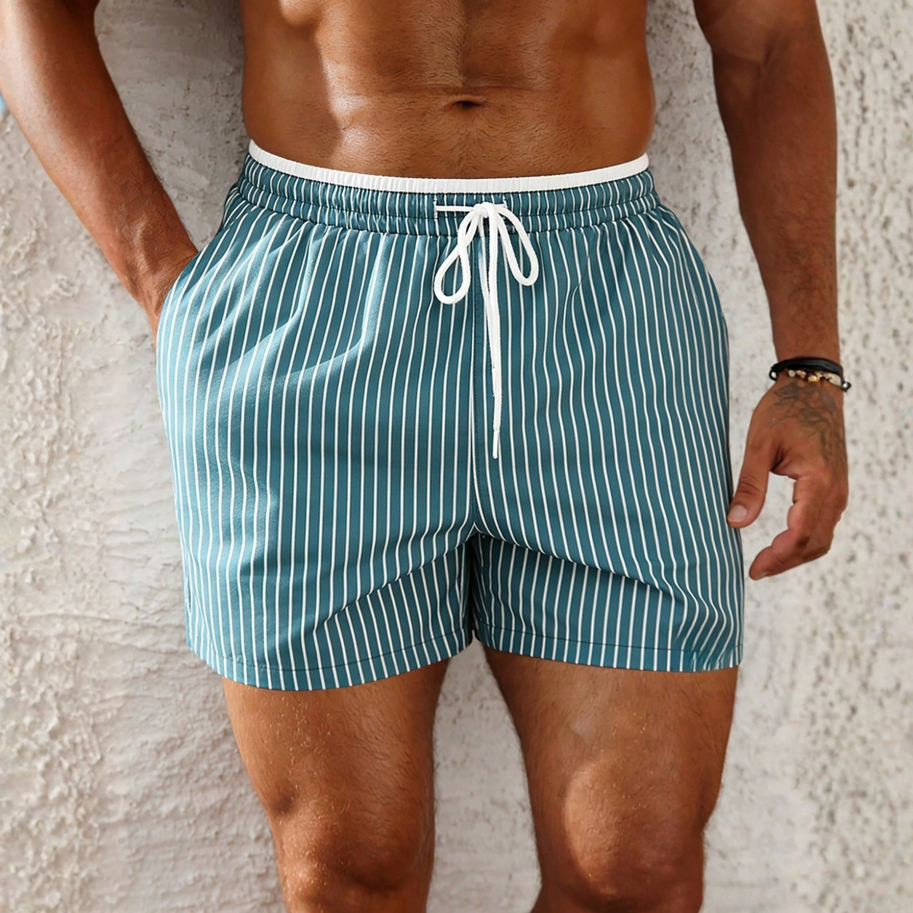 Striped Casual And Versatile Beach Shorts 