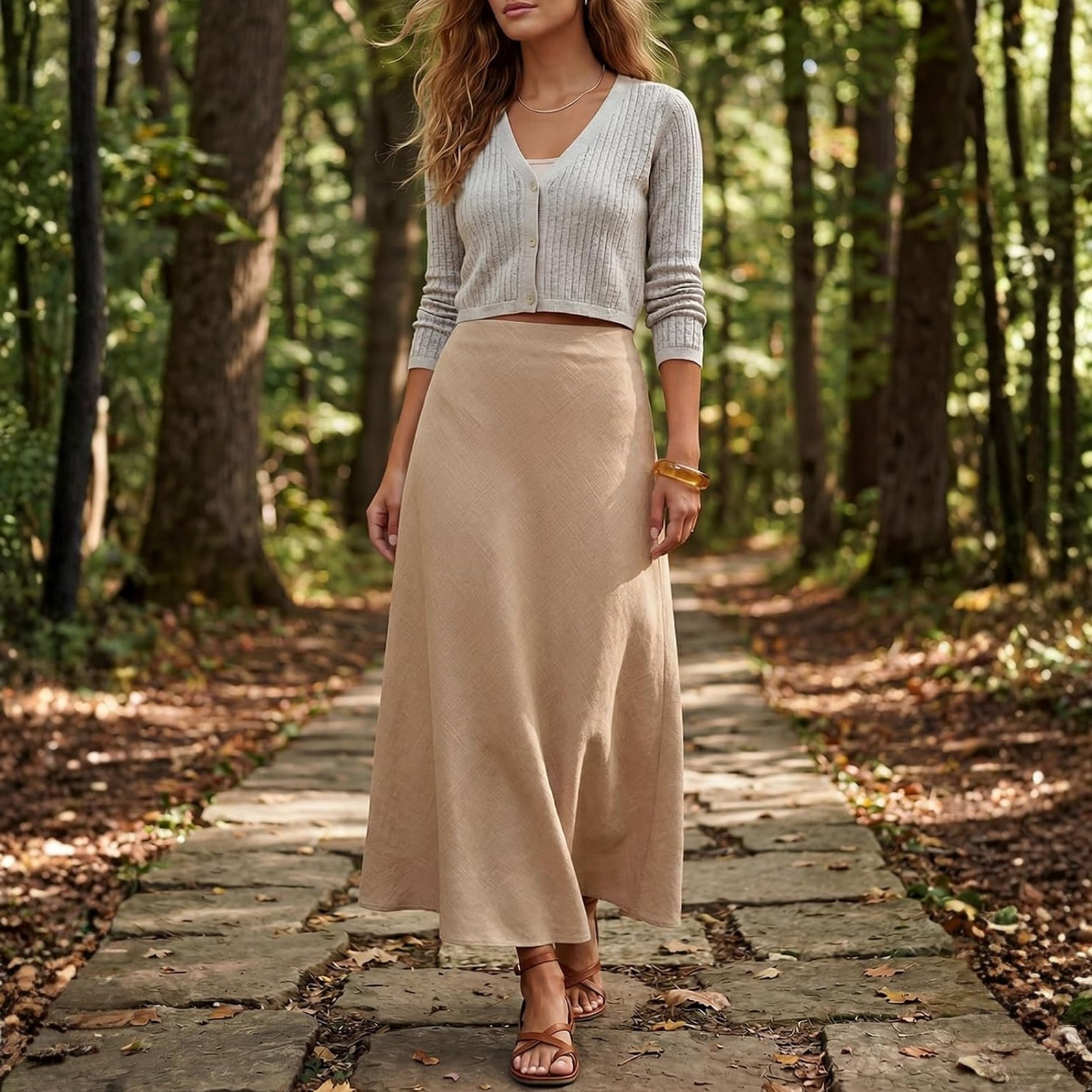 Summer Casual Linen Long Skirt For Women