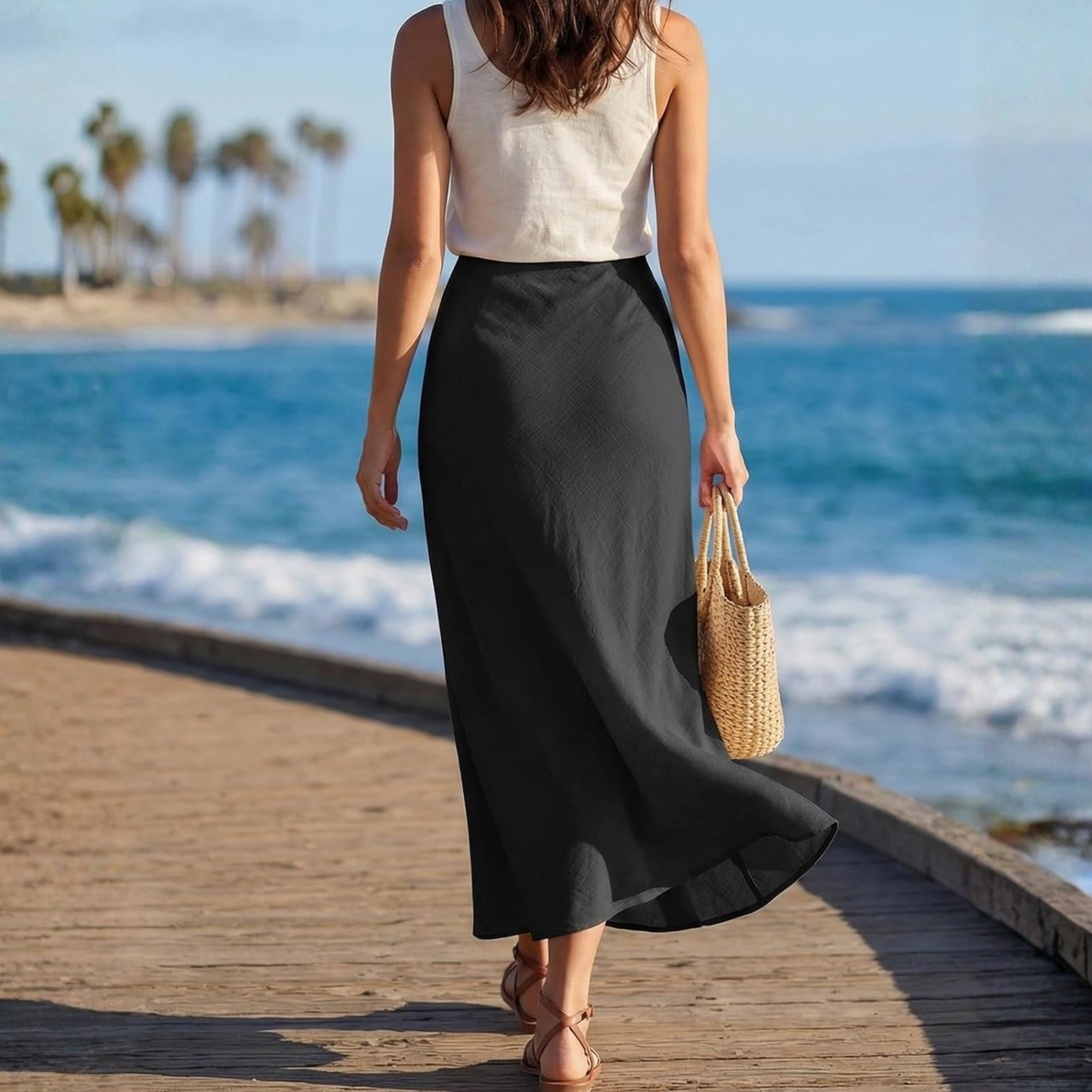 Summer Casual Linen Long Skirt For Women