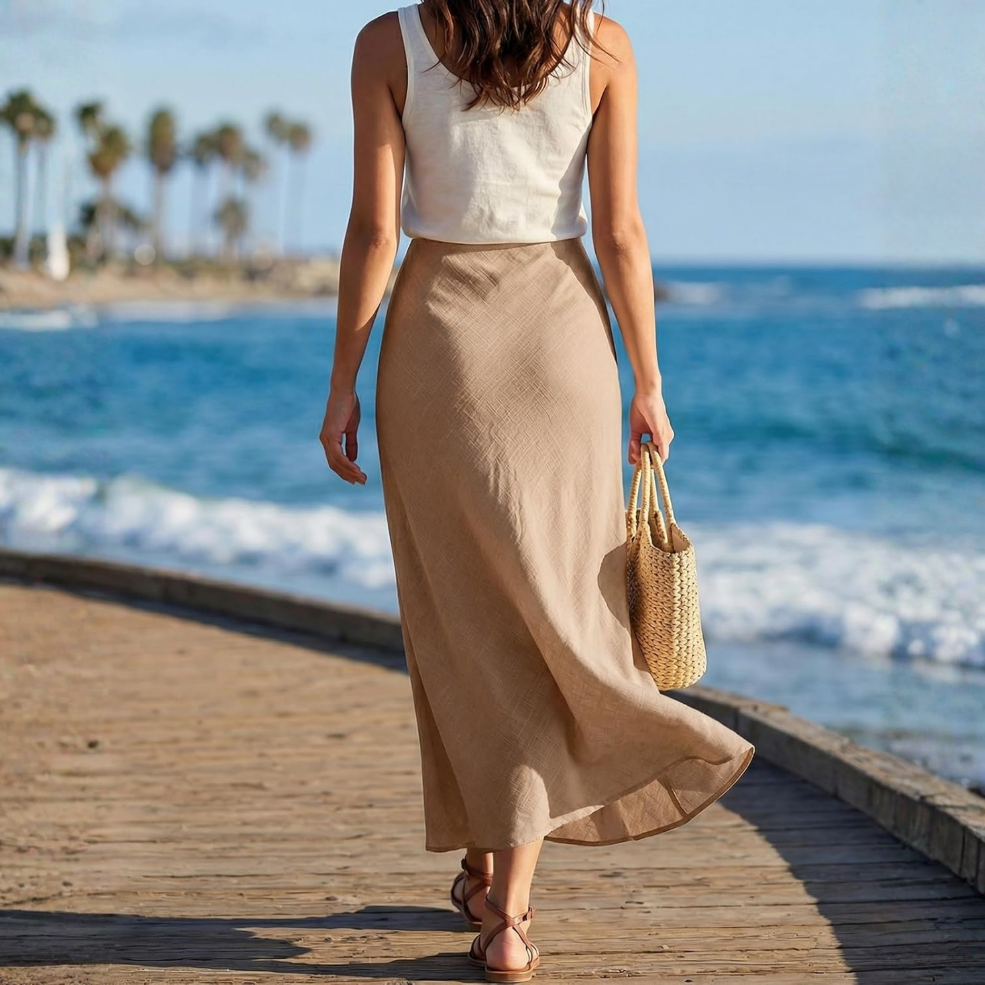 Summer Casual Linen Long Skirt For Women
