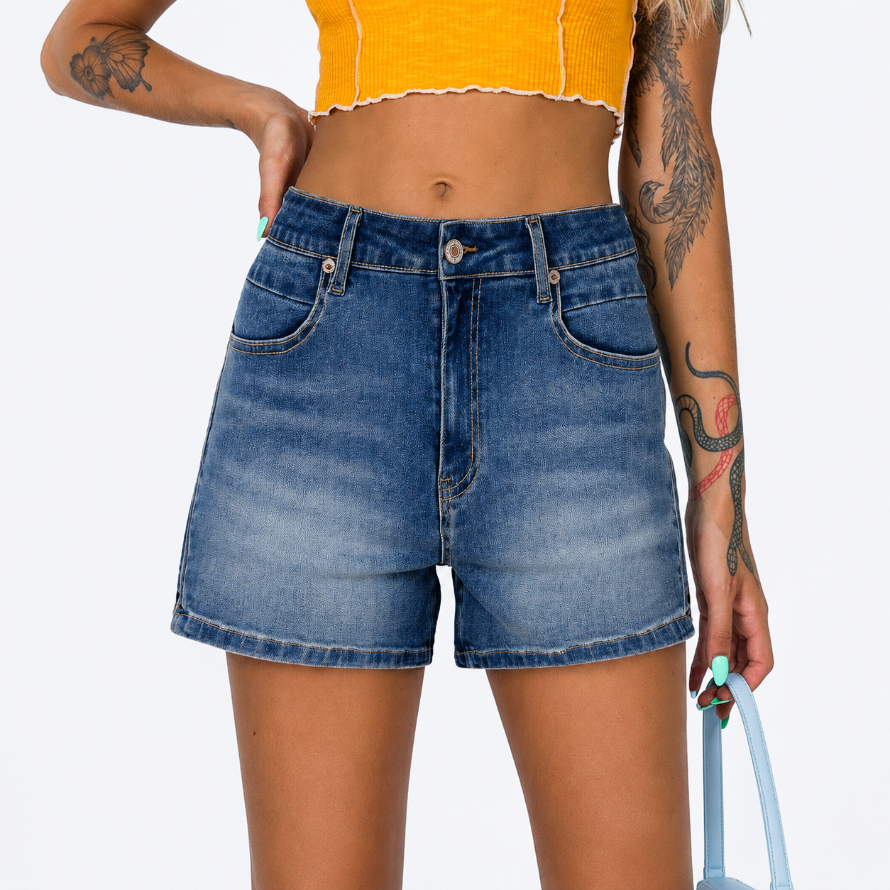 Summer Ripped Denim Shorts With Pockets For Women