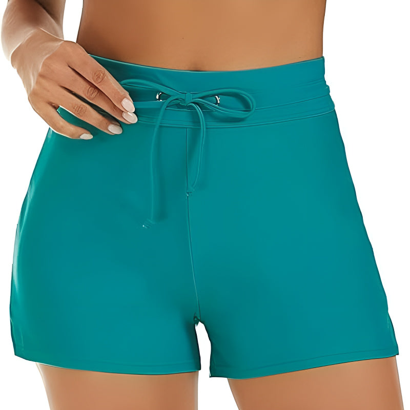 Swim Shorts With Built In Briefs And Drawstring Closure