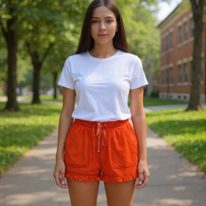 Tassel Hem Cargo Shorts With Drawstring