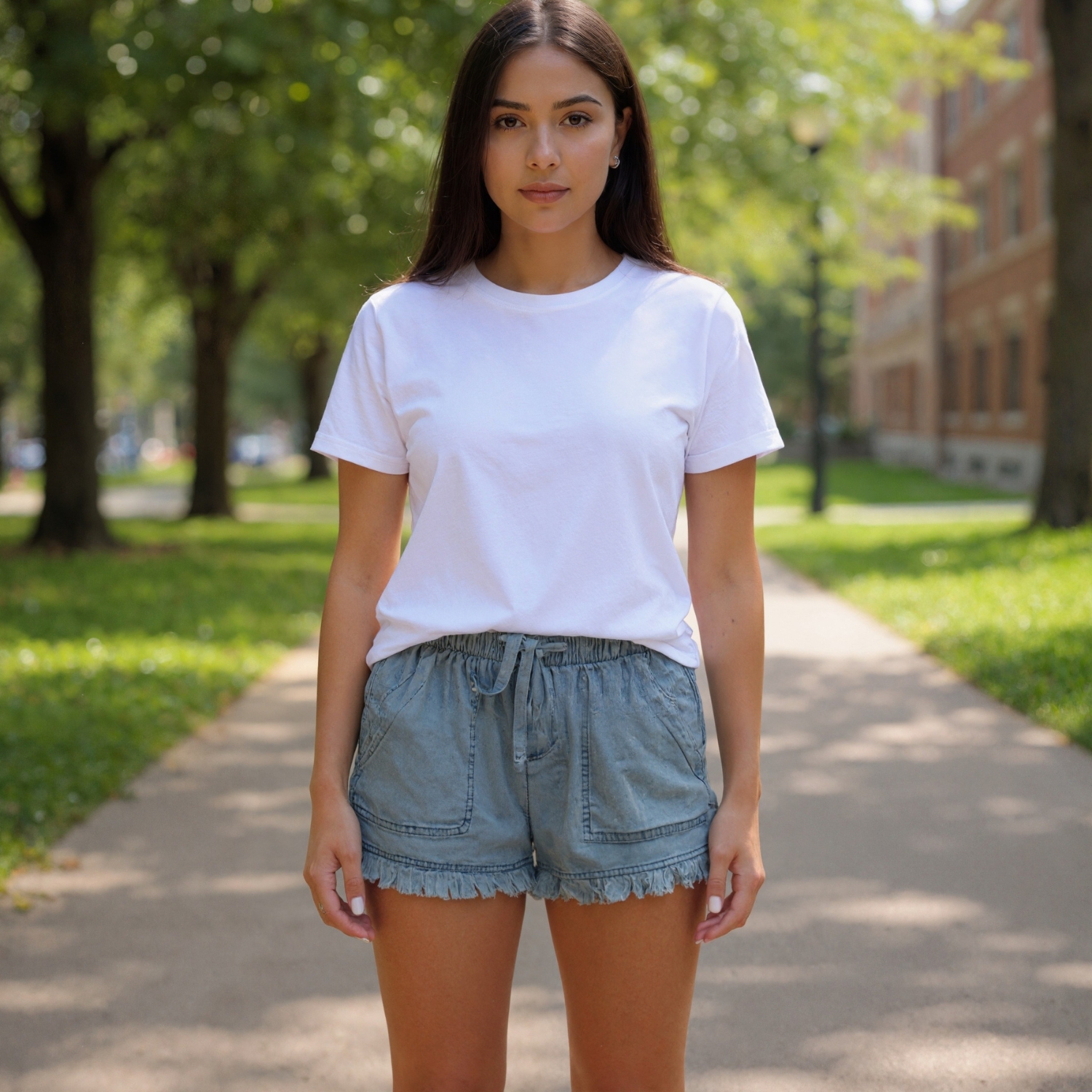 Tassel Hem Cargo Shorts With Drawstring