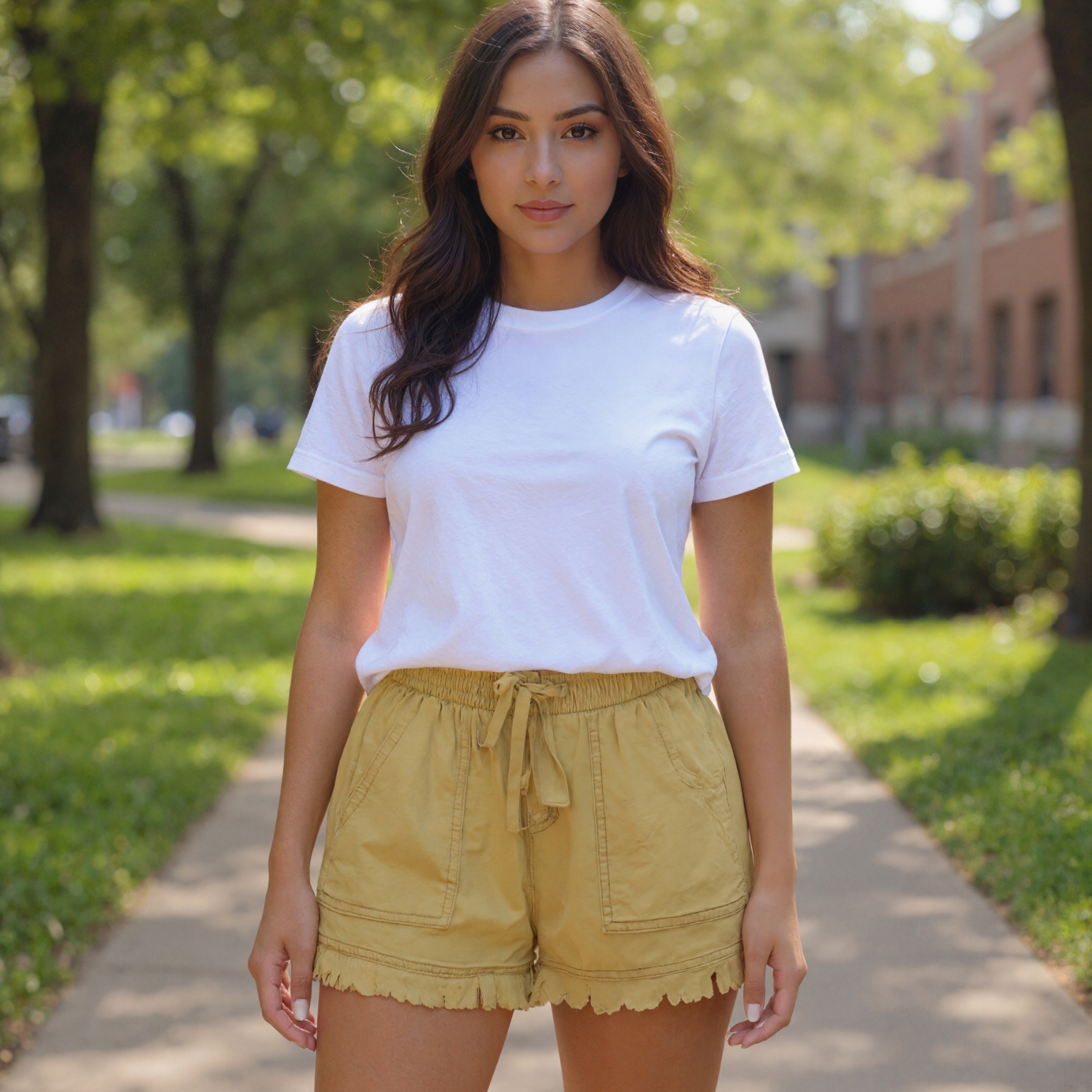 Tassel Hem Cargo Shorts With Drawstring