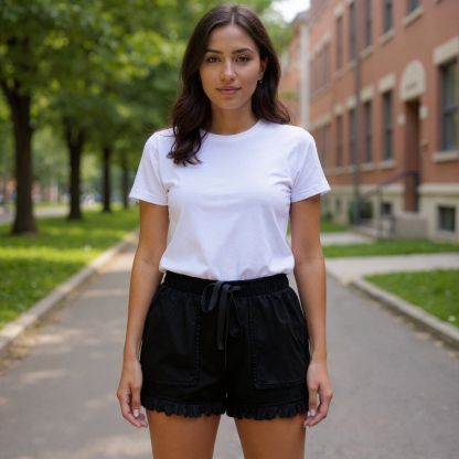 Tassel Hem Cargo Shorts With Drawstring