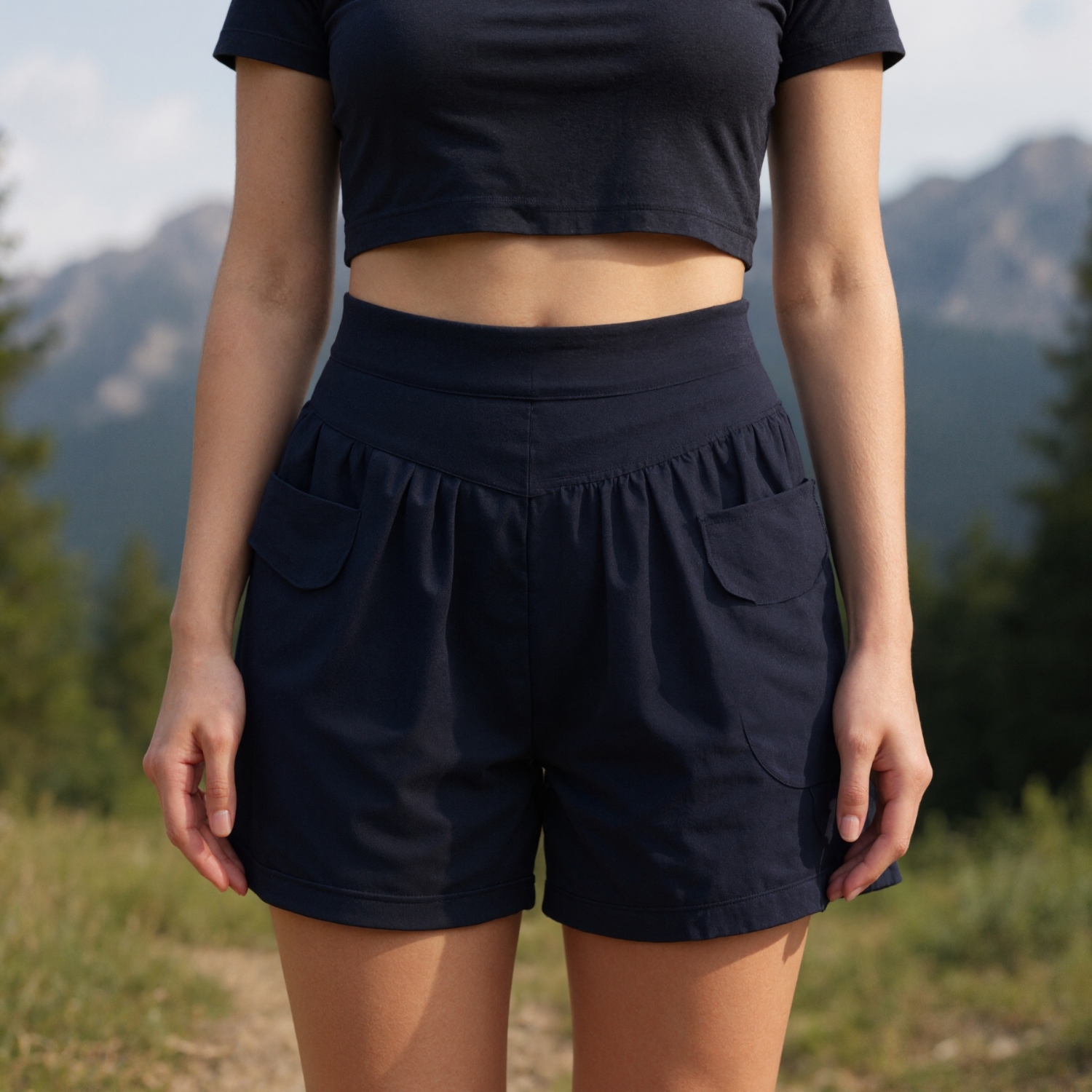 Textured Ruffle Pocket Shorts