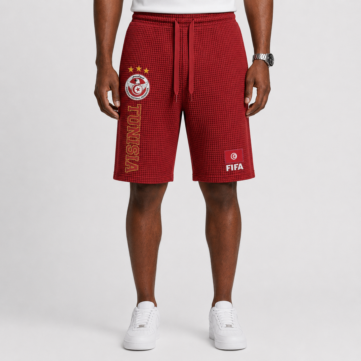 FIFA 2026 Tunisia Printed Waffle Football Fan Shorts