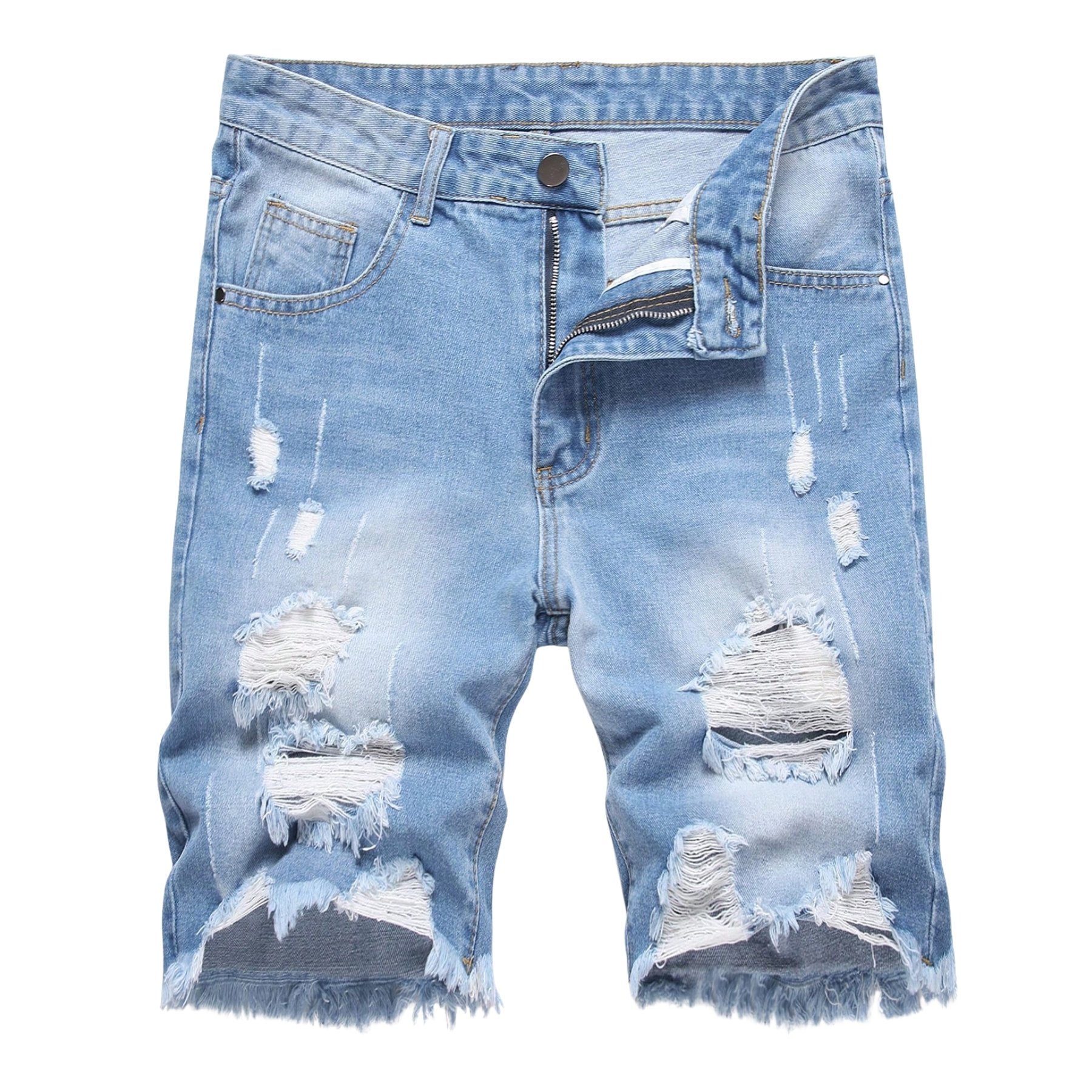 Washed Denim Shorts Distressed Style Casual Summer Streetwear