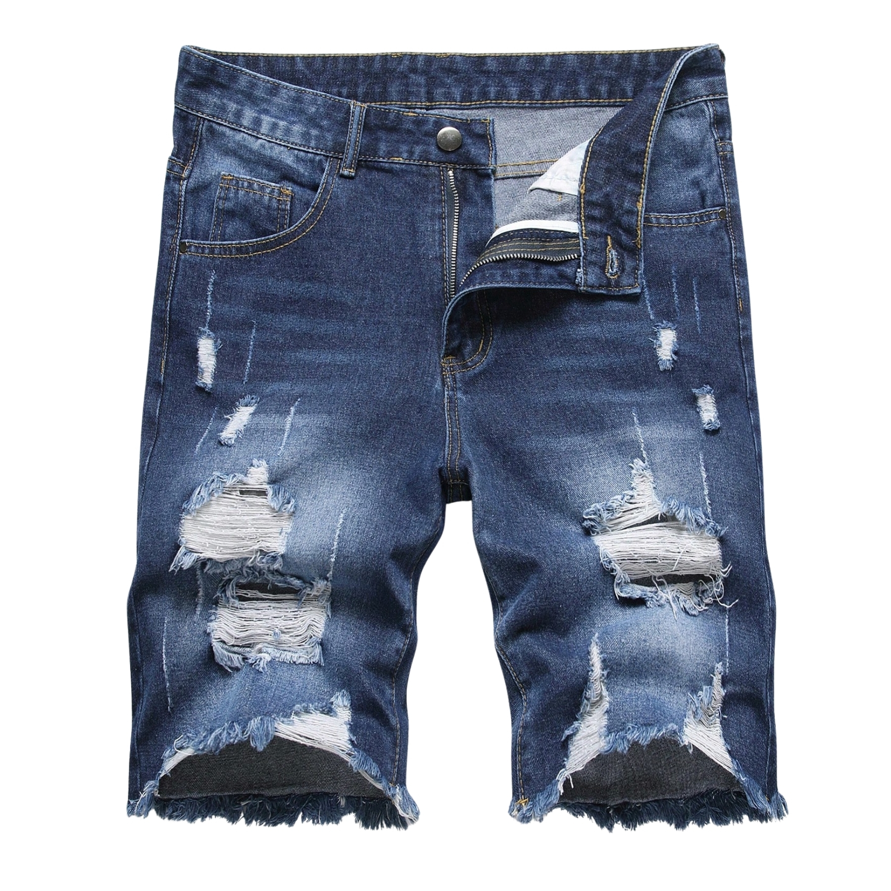 Washed Denim Shorts Distressed Style Casual Summer Streetwear