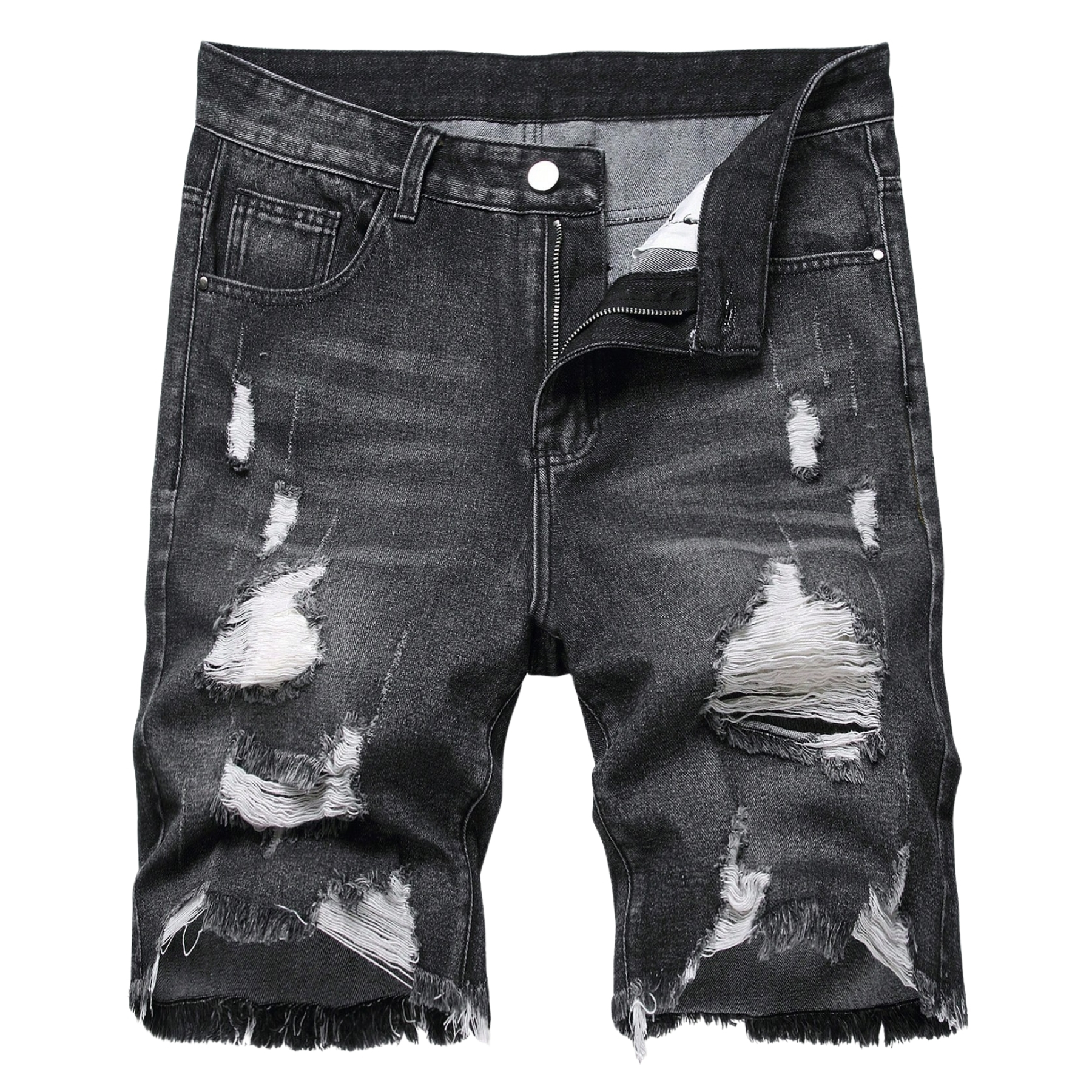 Washed Denim Shorts Distressed Style Casual Summer Streetwear