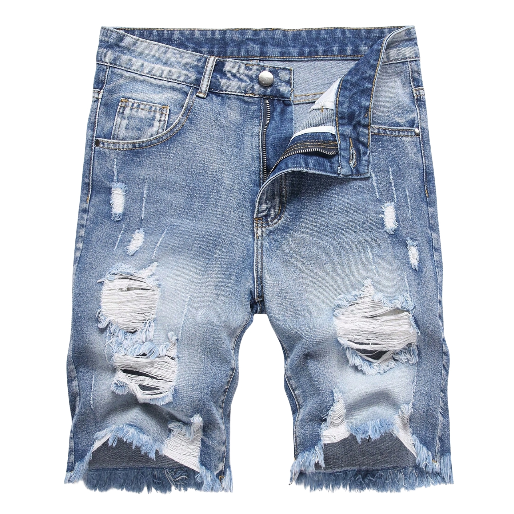 Washed Denim Shorts Distressed Style Casual Summer Streetwear