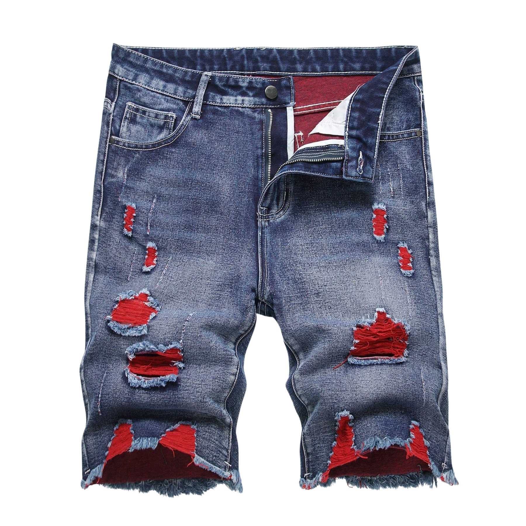 Washed Denim Shorts Distressed Style Casual Summer Streetwear