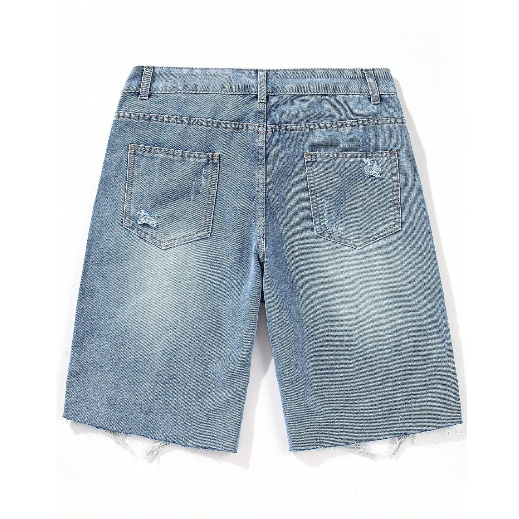 Washed Distressed Denim Shorts Casual Summer Streetwear Style