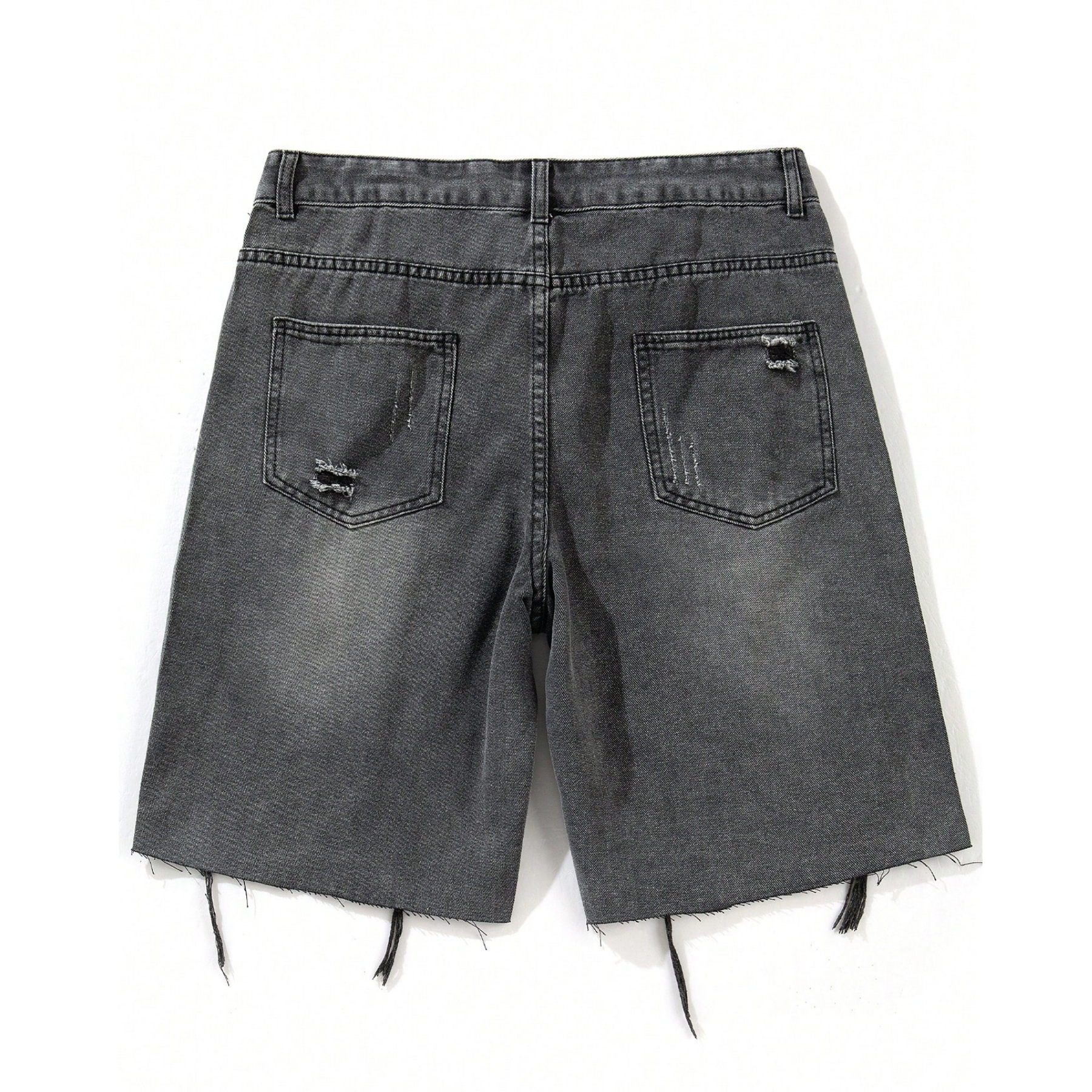 Washed Distressed Denim Shorts Casual Summer Streetwear Style