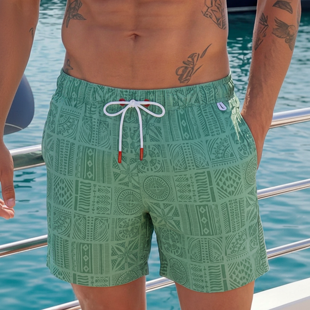 4-Way Stretch Drawstring Beach Shorts For Men