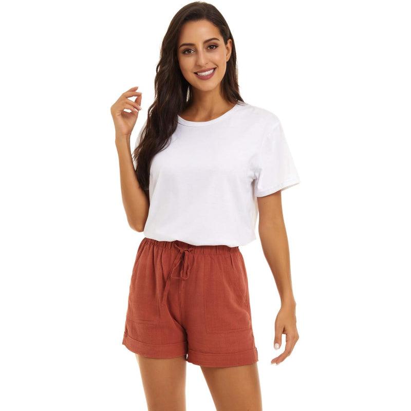 Women Comfy Elastic Drawstring Shorts With Pockets