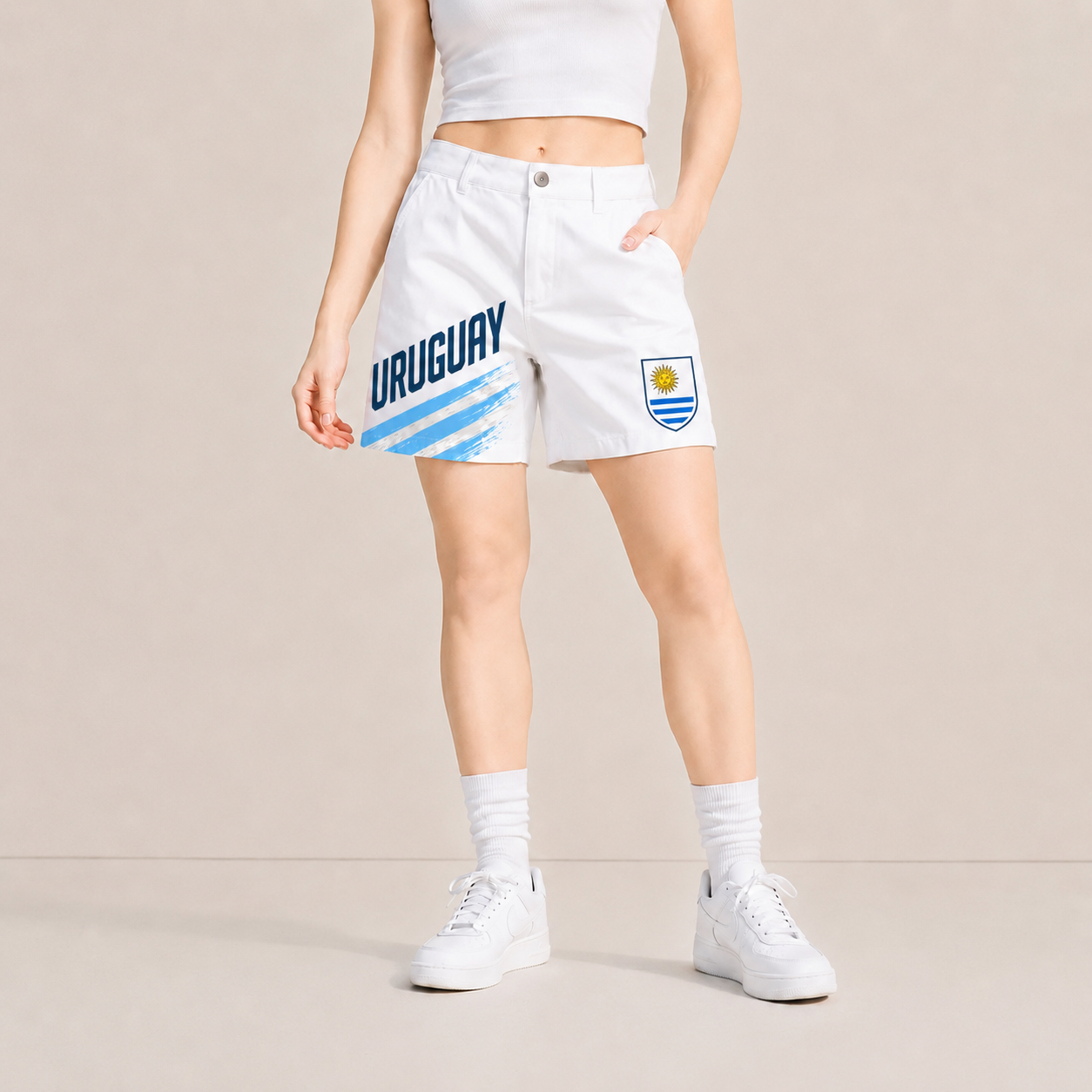 World Cup 2026 Uruguay Football Fan Printed Twill Shorts