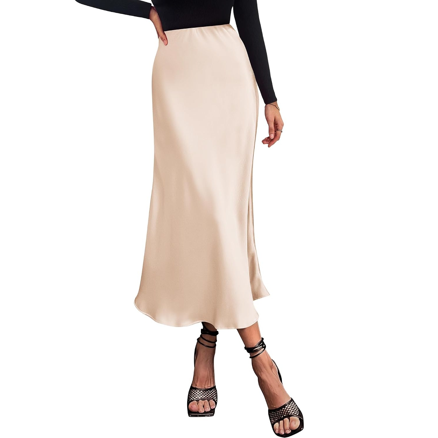 Satin Summer High Flowing Skirt For Women