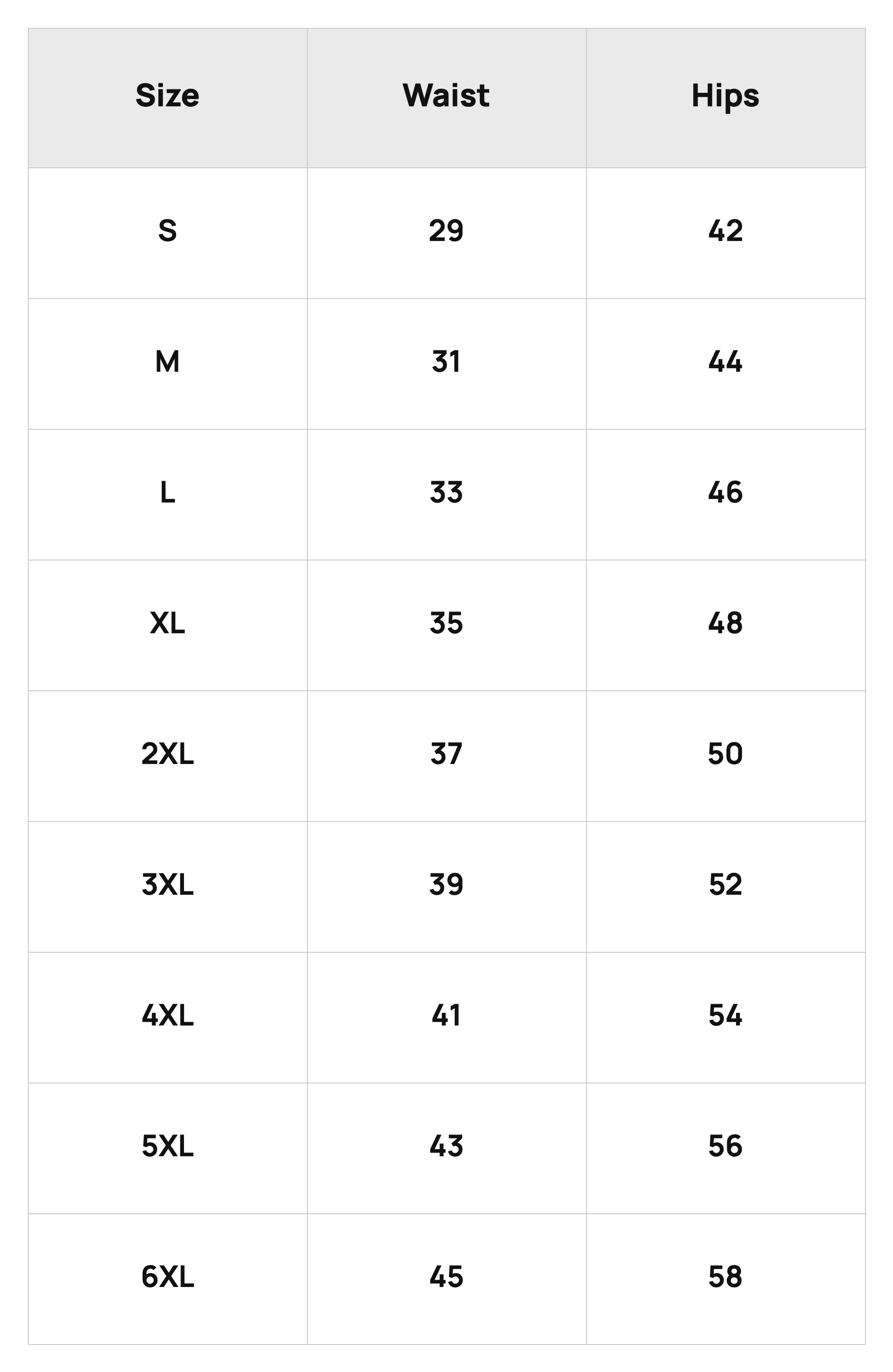 Size Chart