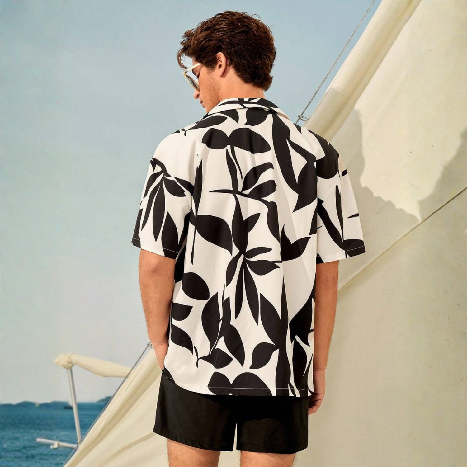 Floral Couple Beach Men Shirt Shorts And Women Swimwear Outfit Set