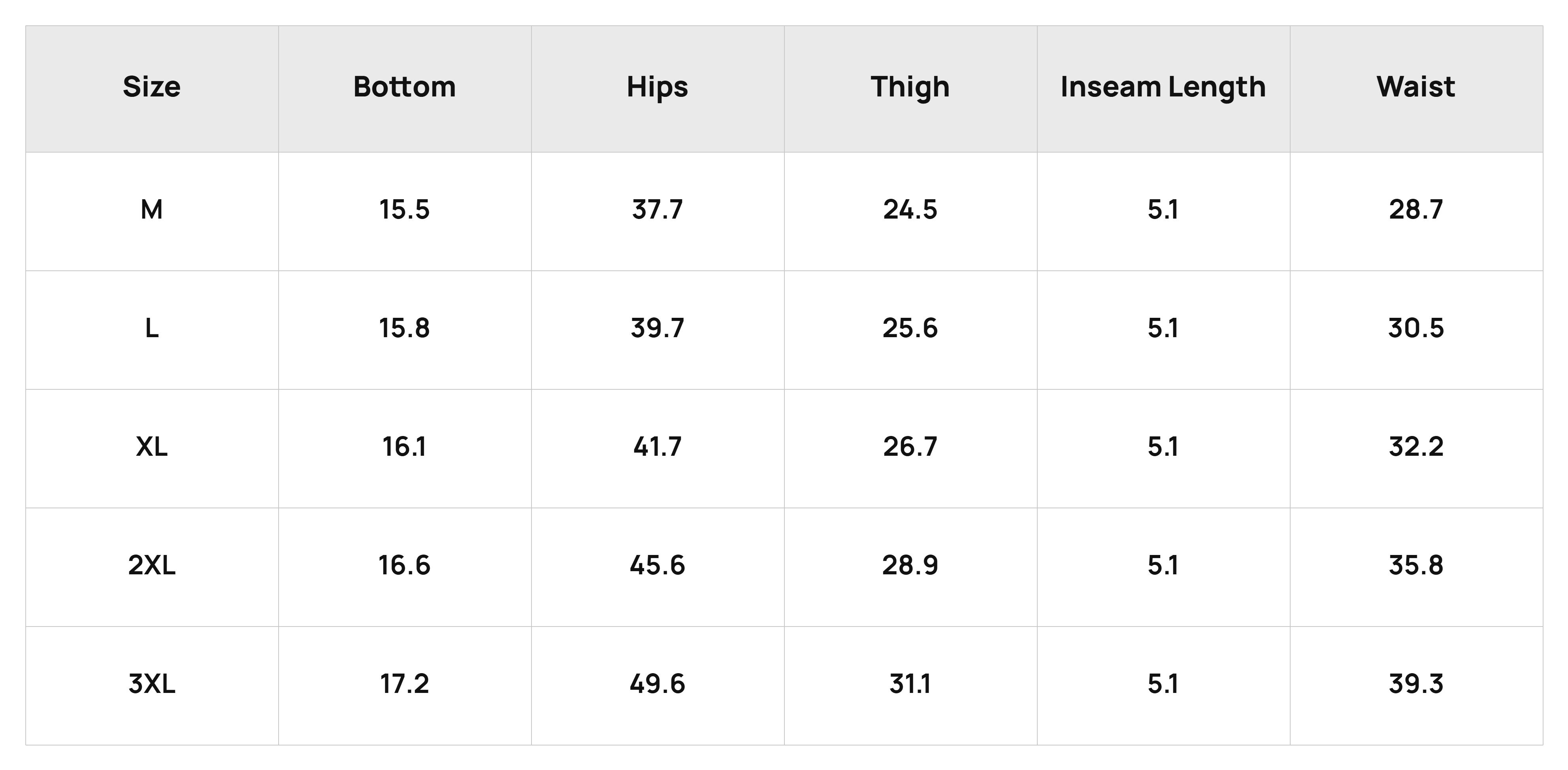 Size Chart