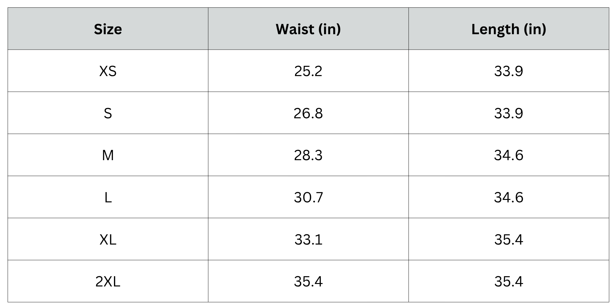 Size Chart
