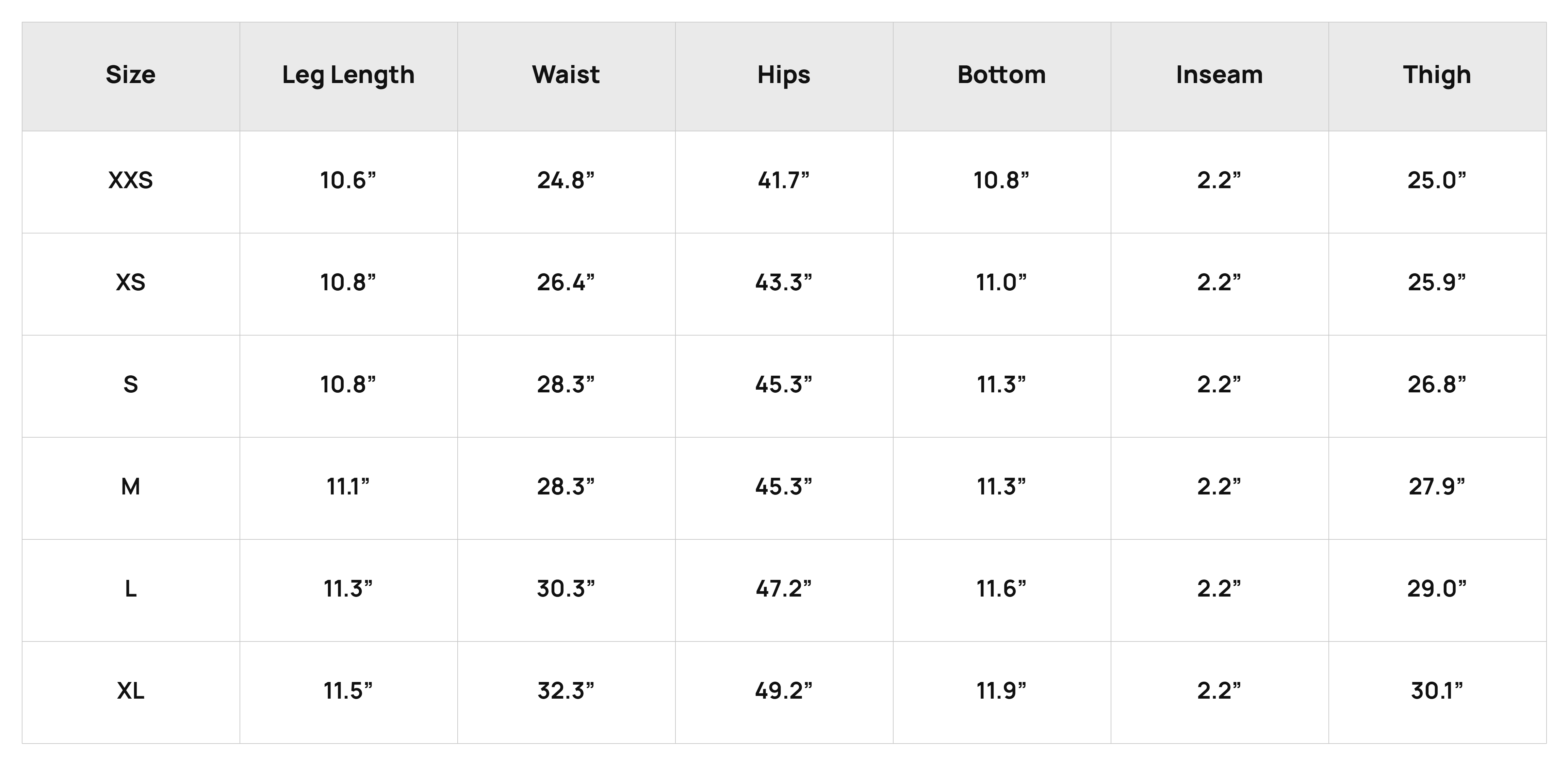 Size Chart